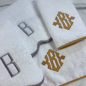 Applique monogrammed bath towels-guest towels-tub mats