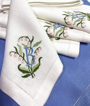 Lily of the Valley monogrammed napkins
