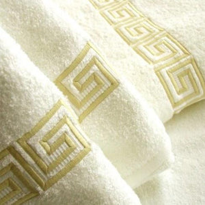Greek Key Embroidery Bath Towels