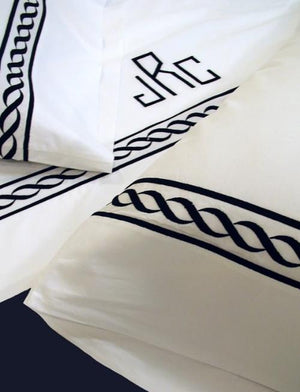 Pacific Custom Embroidered Chain Bed Linens-Sheets-Shams-Duvet Covers