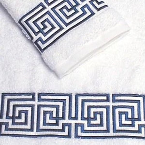 Maze Greek Key Luxury Embroidered Bath Towel Sets