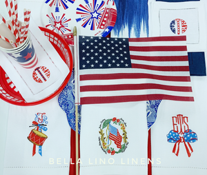 Vintage Embroidered Flag Linen Napkins & Guest Towels