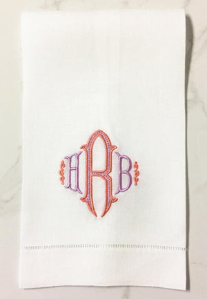 Danielle monogrammed linen guest towel in two colors.