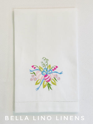 Easter Egg Bouquet Pique Linen Guest Towel