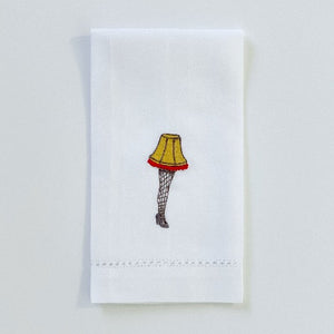 Leg Lamp Embroidered Linen Guest Towel