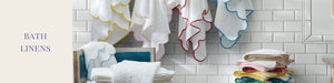 Luxury monogrammed bath towels guest towels, tub mats and custom shower curtains.