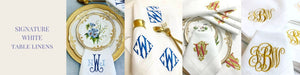 Signature Monogrammed Linen Napkins, Placemats, Cocktail Napkins