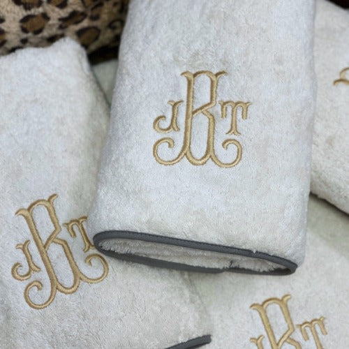 Custom Embroidered Monogram Towels Extra Large Size Plush Bath