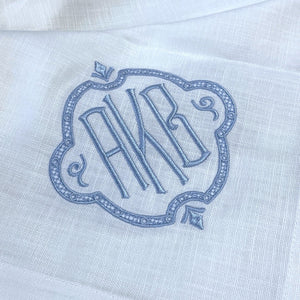 Signature Monogrammed White Linen Napkins- 80 Monogram Styles