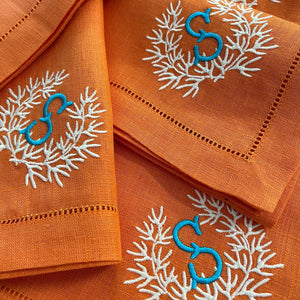 Coral Monogrammed Napkins