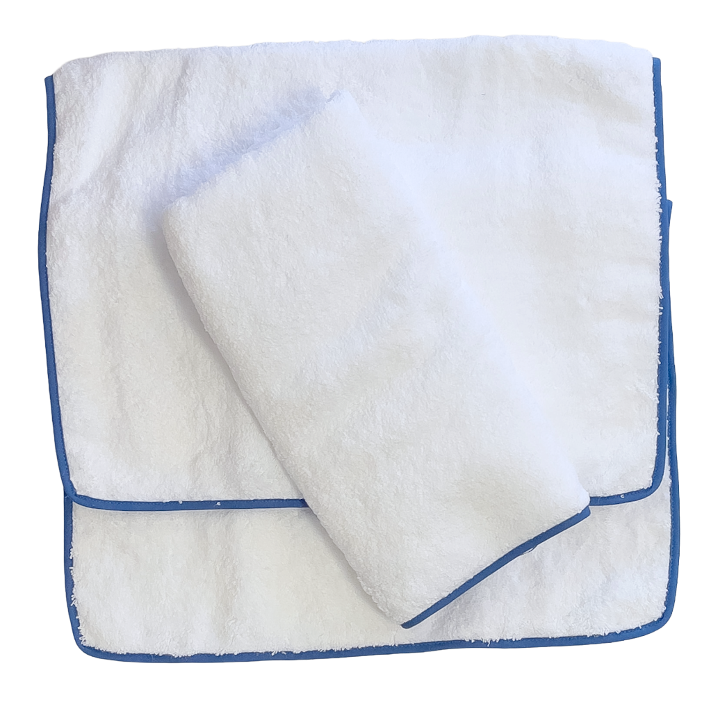 Sale-Blue Border Guest Towel- Set of 3