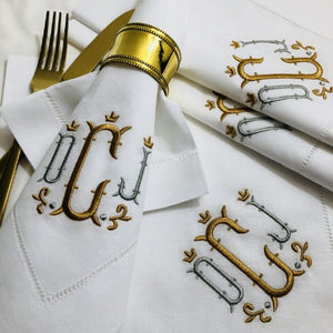 Dalton Signature Monogram Linen Napkins