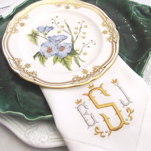 Signature Monogrammed White Linen Napkins- 80 Monogram Styles