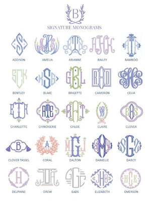 Signature Monogrammed White Linen Napkins- 80 Monogram Styles