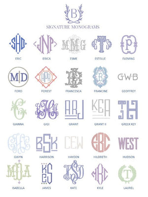 Signature Monogrammed White Linen Napkins- 80 Monogram Styles