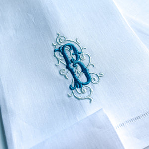 Esme monogrammed linen guest towel