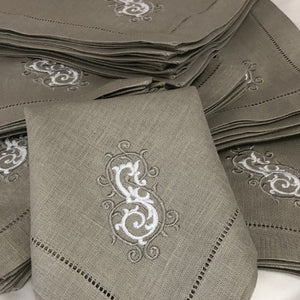 Festival Monogrammed Linen Napkins-Placemats-Cocktail Napkins - 75 Colors