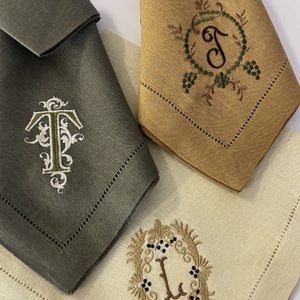 Festival Monogrammed Linen Napkins-Venezia-Francine