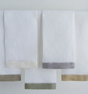 Filo hemstitched contrast border linen guest towel