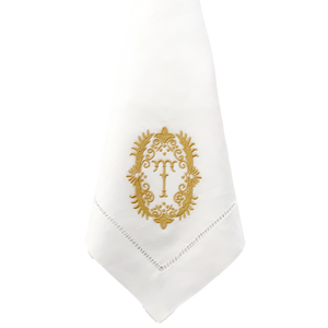 Signature Monogrammed White Linen Napkins- 80 Monogram Styles