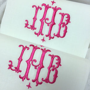 Signature Monogrammed White Linen Napkins- 80 Monogram Styles