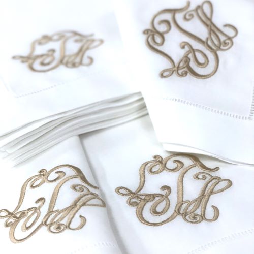Kate Signature Monogram Linen Napkins Bella Lino Linens