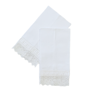 Sale-Lace Edge Guest Towels-Pair
