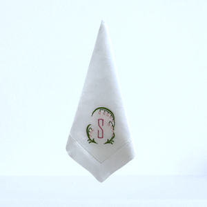 Signature Monogrammed White Linen Napkins- 80 Monogram Styles