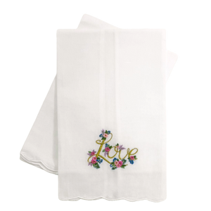 Valentines Gift- Love Embroidered Guest Towel