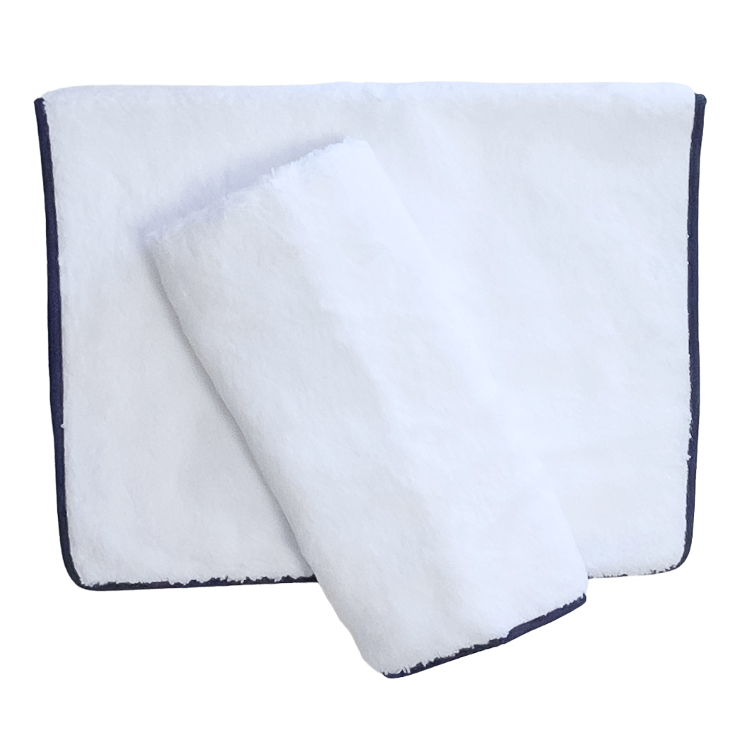 Sale-Navy Border Guest Towel-Pair