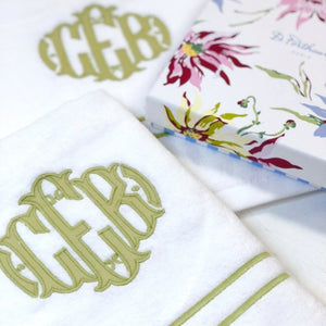 Olivia Applique Monogrammed Bath Towel on 2 Line Embroidery