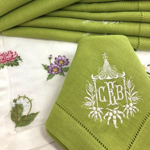 Pagoda monogrammed linen napkins