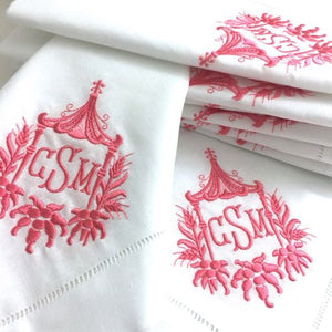 Pagoda Signature Monogrammed Linen Napkins