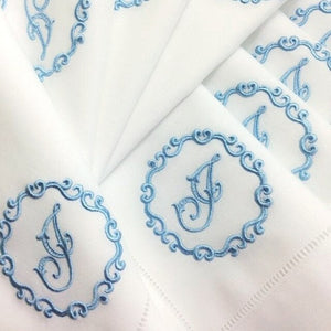Pascal Signature White Linen Monogrammed Napkins