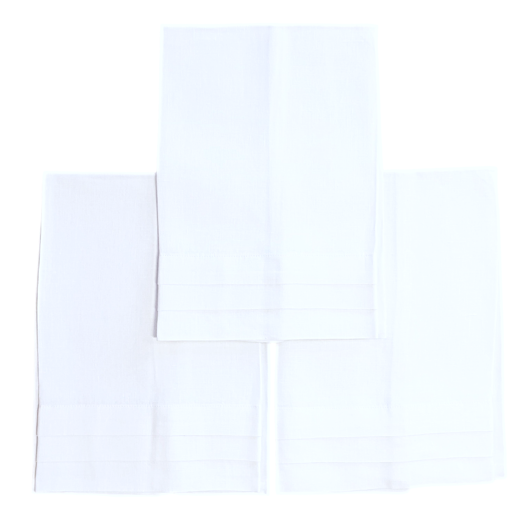 Sale-Linen Pleat Guest Towel- Set of 3