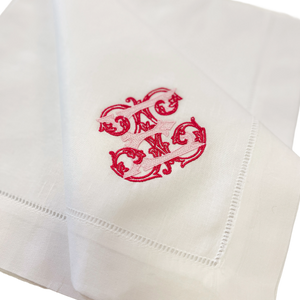 Valentine Pink Monogrammed Linen Napkins