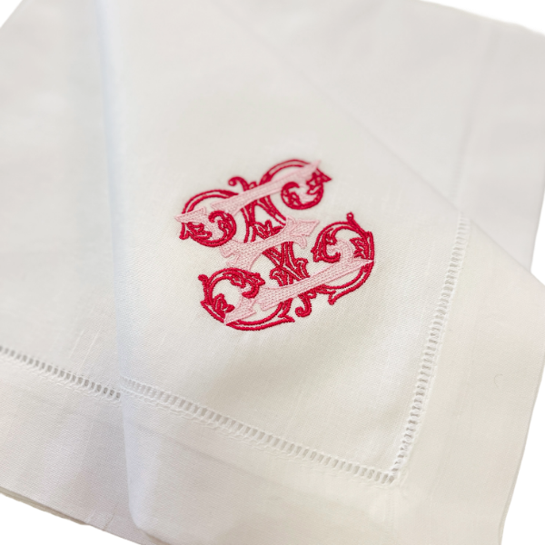 Valentine Pink Monogrammed Linen Napkins Bella Lino Linens