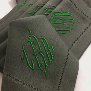 Sasha Monogrammed Linen Napkins In Iron