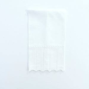 Scallop Linen Guest Towel with Hemstitch and Embroidered Dots