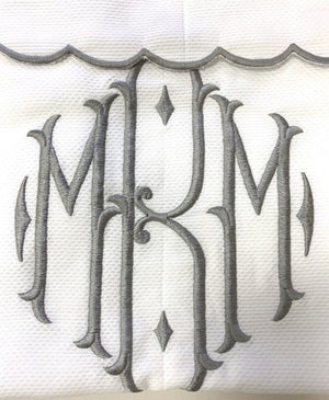 Scallop Birds Eye Pique Bed Coverlet-Sasha Monogram