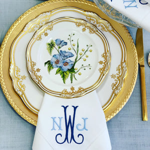Signature Monogrammed White Linen Napkins- 80 Monogram Styles