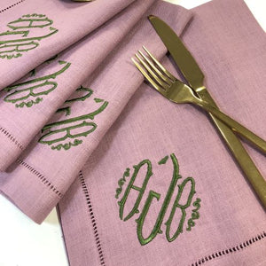 Festival Monogrammed Linen Napkins-Placemats-Cocktail Napkins - 75 Colors