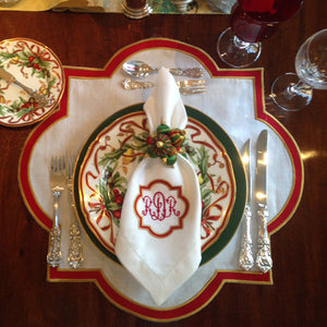 Embroidered Quatrefoil Napkins & Placemats