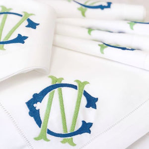 Vintage Style Monogrammed Linen Napkins