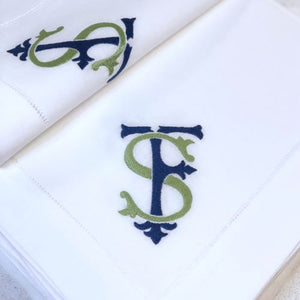 Vintage Style  Monogrammed Linen Napkins