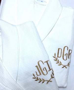Lorraine Monogram on Waffle Robe
