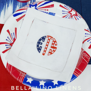 Stars and Stripes Monogrammed Linen Cocktail Napkins
