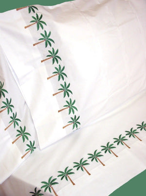 Palm Trees Embroidered Sheet Sets & Duvet Covers
