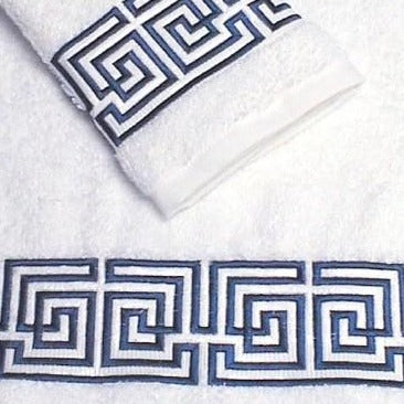 Maze Greek Key Luxury Embroidered Bath Towel Sets - Bella Lino Linens