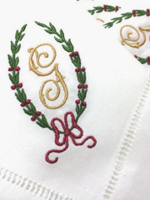 Claire Monogrammed Linen Napkins- Signature Holiday Collection